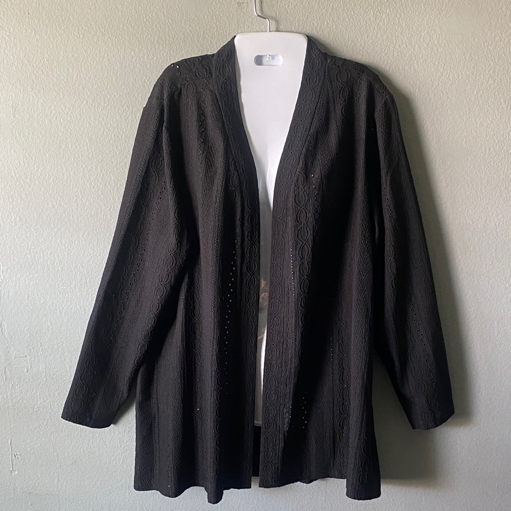 Susan Graver Black Open-Front Women's Lightweight Blazer Size US 1XP